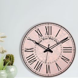 OLIVE TREE Pink & Black Printed Contemporary Wooden Analogue Wall Clock-image-7