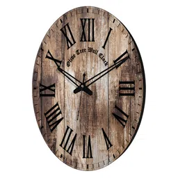 OLIVE TREE Brown & Black Printed Round Contemporary Wall Clock image 4