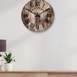 OLIVE TREE Brown & Black Printed Round Contemporary Wall Clock image 3