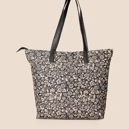 DressBerry Black & Yellow Floral Printed Oversized Shopper Tote Bag-33