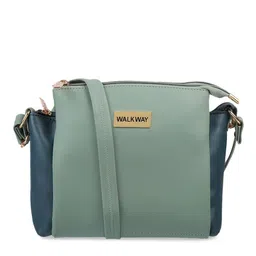 WALKWAY by Metro Green Colourblocked Structured Sling Bag with Tasselled-13