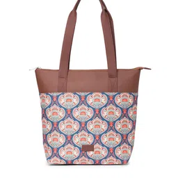 ZOUK Ethnic Printed Structured Jute Tote Bag image 3