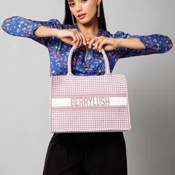 Berrylush Checked Structured Handheld Bag image 3