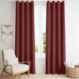 parda online Maroon Polyster Solid 5ft Blackout Eyelet Window/Door (1 Pc)-picture-11