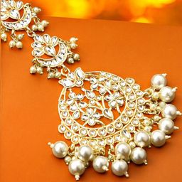 OOMPH Kundan Studded Maang Tikka Head Jewellery-18