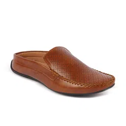 FAUSTO Men Perforated Lightweight Back Open Loafers image 2
