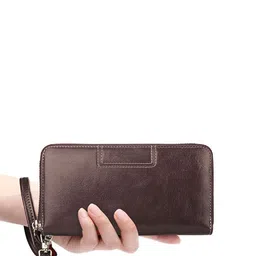 CONTACTS Women Brown Leather Zip Around Wallet-picture-43