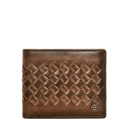 Eske Men Brown Textured Leather Two Fold Wallet-14