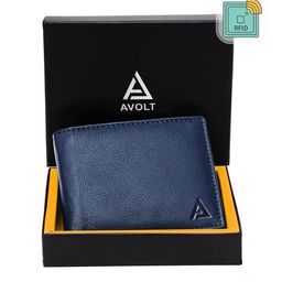 AVOLT Men Blue Textured Leather Two Fold Wallet-image-46