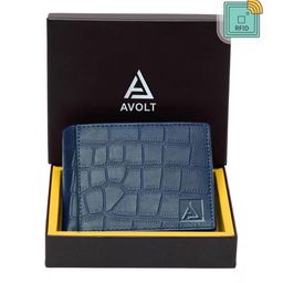 AVOLT Men Blue Textured Leather Two Fold Wallet-image-33