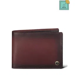 Lapis Bard Men Brown Embroidered Leather Two Fold Wallet-image-3