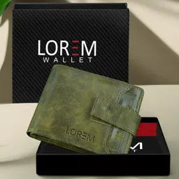 LOREM Men Green Floral Textured Synthetic Leather Two Fold Wallet-84