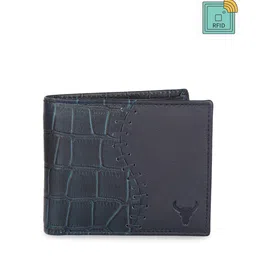NAPA HIDE Men Navy Blue Textured Two Fold Wallet-image-98