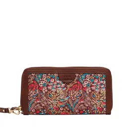 TEAL BY CHUMBAK Women Floral Printed Canvas Zip Around Wallet-24