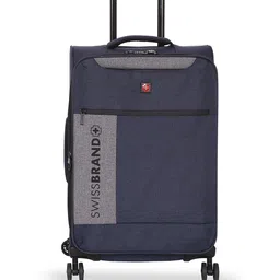 SWISS BRAND Navy Blue Solid Utah Soft-Sided Large Trolley Bag-58
