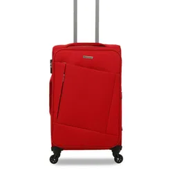 Teakwood Leathers Red Solid Textured Polyester Trolley Bag-13