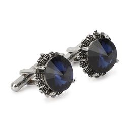 Alvaro Castagnino Silver-Toned & Blue Round Cufflink-image-78