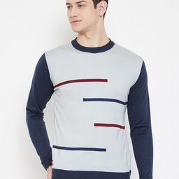 JUMP USA Men Grey & Navy Blue Printed Pullover-image-78