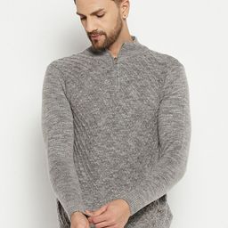 Duke Men Grey Ribbed Pullover-image-59
