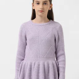 Vero Moda Girls Self Design Round Long Sleeve Pullover Sweaters-image-96