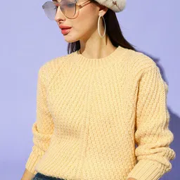 STREET 9 Women Yellow Cable Knit Pullover-picture-50