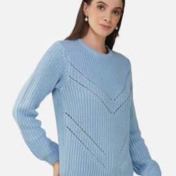 Chemistry Open Knit Self Design Acrylic Pullover-12