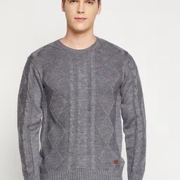 Duke Men Grey Cable Knit Pullover-picture-30