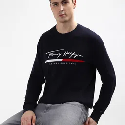 Tommy Hilfiger Typography Printed Round Neck Pullover Sweater-image-99