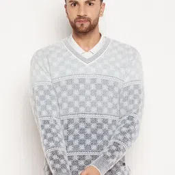 Duke Men Grey Checked Pullover-image-35