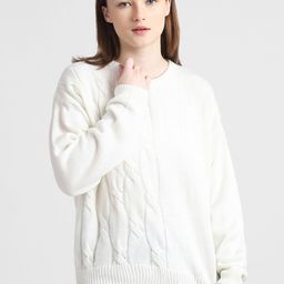 ONLY Cable Knit Self Design Acrylic Pullover Sweater-image-54