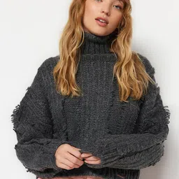 Trendyol Cable Knit Turtle Neck Pullover-image-85