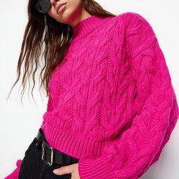 Trendyol Mock Collar Cable Knit Pullover-22