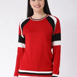 Club York Women Red & Black Colourblocked Pullover-image-43