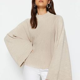 Trendyol Ribbed Flared Sleeves Mock Collar Acrylic Pullover Sweater-39