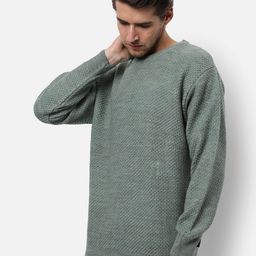 Campus Sutra Men Green Self Design Wool Pullover-image-91