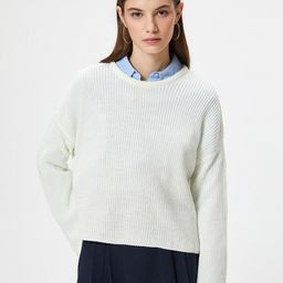 Koton Open Knit Round Neck Long Sleeves Acrylic Pullover Sweater-53