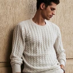 Andamen Cable Knit Long Sleeves Woollen Pullover-image-57