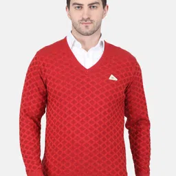 Monte Carlo Self Design V-Neck Woolen Pullover-image-6
