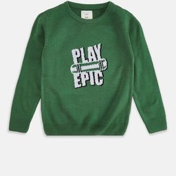 Pantaloons Junior Boys Green & Off White Typography Printed Pullover-image-31