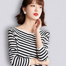 JC Collection Women White & Black Striped Pullover-image-81