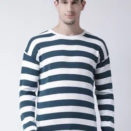 Club York Men Teal & White Striped Pullover-picture-35