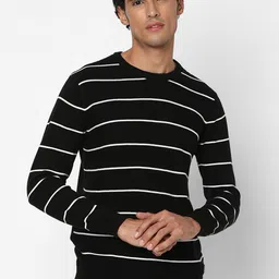 SPYKAR Striped Round Neck Cotton Pullover-image-7