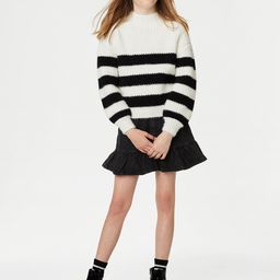 Marks & Spencer Girls Striped Mock Collar Pullover Sweater-image-104