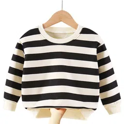 StyleCast Boys Black & White Striped Cotton Pullover Sweaters-image-59