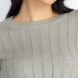 Status Quo Open Knit Self Design Pullover Sweater image 4