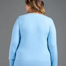 20Dresses Plus Size Blue Buttoned Cuff Pullover Sweater image 5