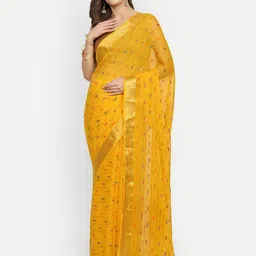 Aardiva Woven Design Printed Zari Pure Chiffon Saree-17