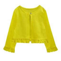 A T U N Girls Yellow Pure Cotton Cardigan-image-56