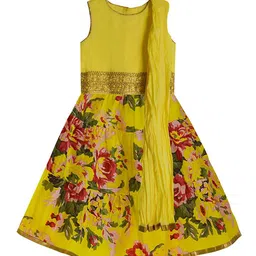 A T U N Girls Yellow & Red Ready to Wear Pure Cotton Lehenga & Blouse With Dupatta-picture-30