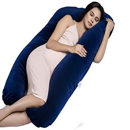 Angel Mommy Navy Blue Fibre Filled U Shaped Maternity Pillow-image-58